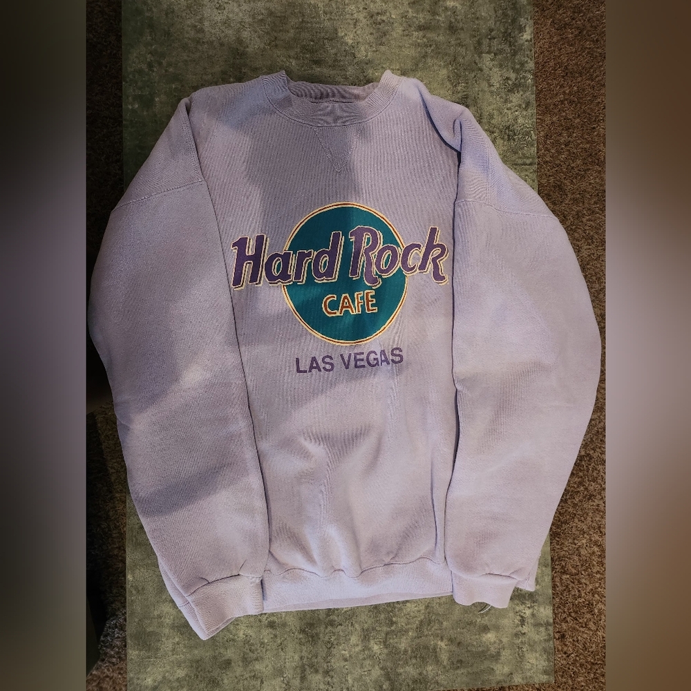 VINTAGE Hard Rock Cafe Sweatshirt Mens Extra Large Purple Las Vegas Santee XL